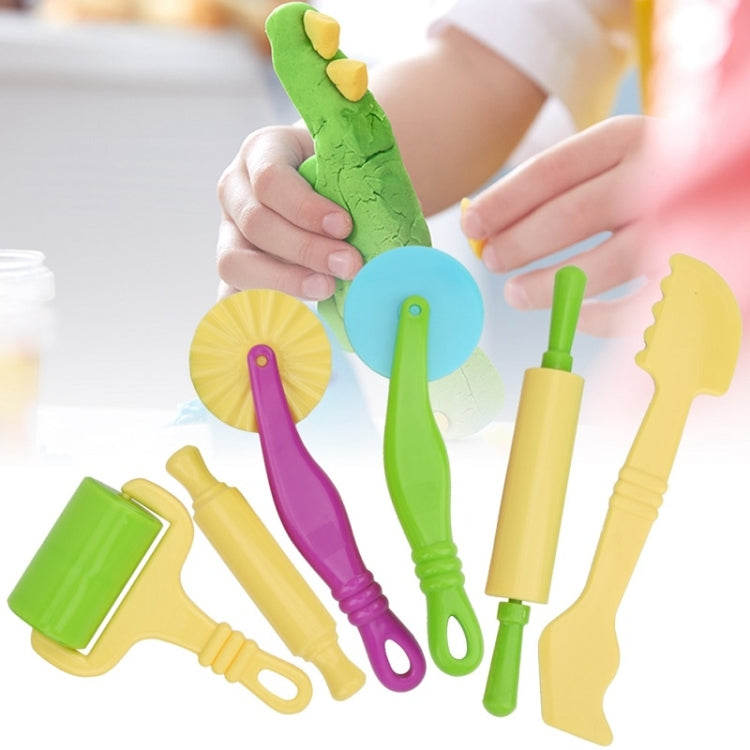 A colorful set of 6 plasticine clay molds designed for children, showcasing various shapes for creative play.