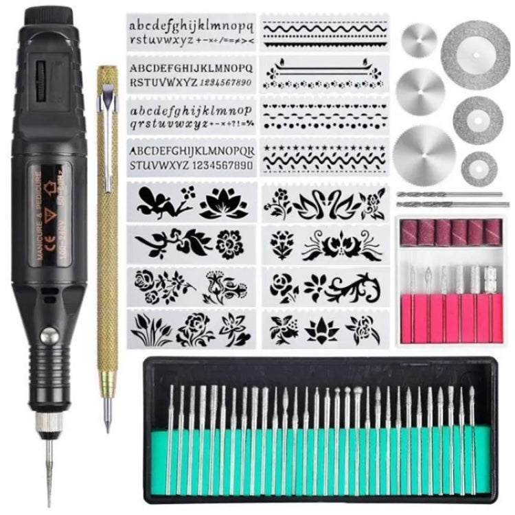 70pcs Mini Electric Speed Adjustable Engraving Pen set with various accessories for engraving and polishing.