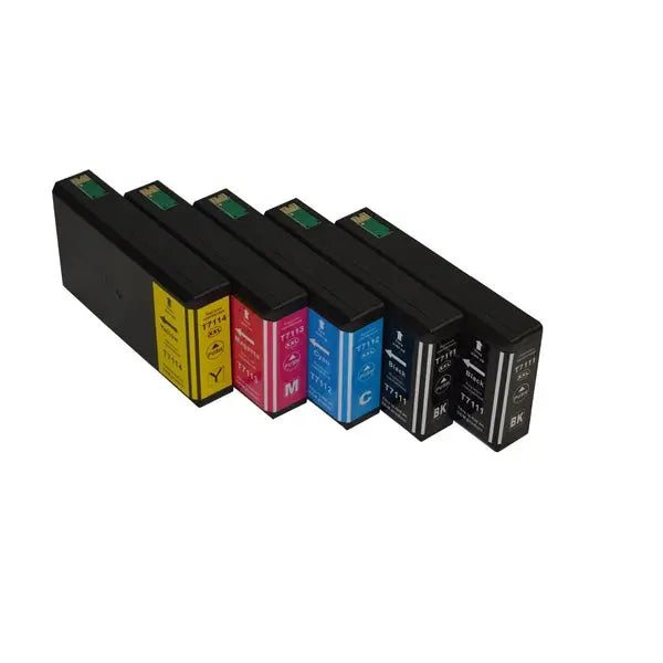 711XXL Series Compatible Inkjet Cartridge Set with extra black cartridge, featuring five premium generic cartridges for high-quality printing.