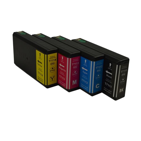 711XXL Series Compatible Inkjet Cartridge Set with four premium generic cartridges for vibrant printing.