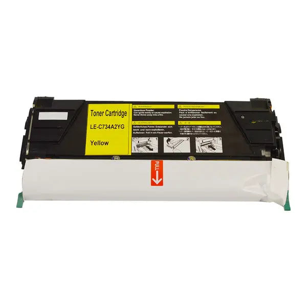 734Y Yellow Premium Generic Toner cartridge with vibrant yellow color, designed for high-quality printing.