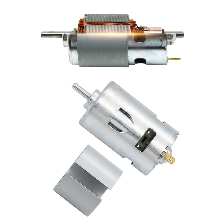 775 Spindle Motor showcasing its high-speed design, double ball bearings, and compact size, ideal for various applications.