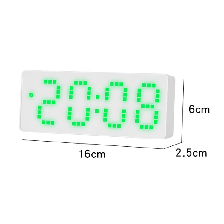 8017 LED Screen Voice Control Digital Alarm Clock displaying time, date, and temperature with a sleek design.