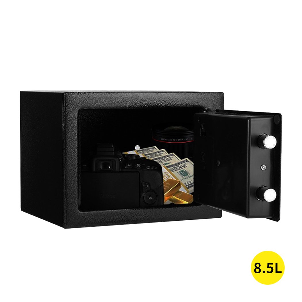 8.5L Electronic Safe Digital Security Box in black, featuring a digital keypad and emergency keys, designed for home and office use.