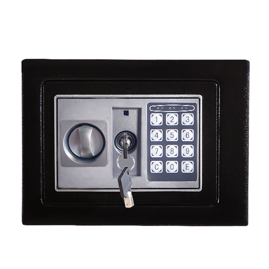 8.5L Electronic Safe Digital Security Box in black, featuring a digital keypad and emergency keys, designed for home and office use.