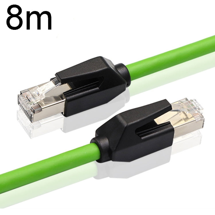 8m CAT6 Double Shielded Gigabit Industrial Cable with RJ-45 connectors, showcasing its robust design and double shielding for enhanced data transmission.