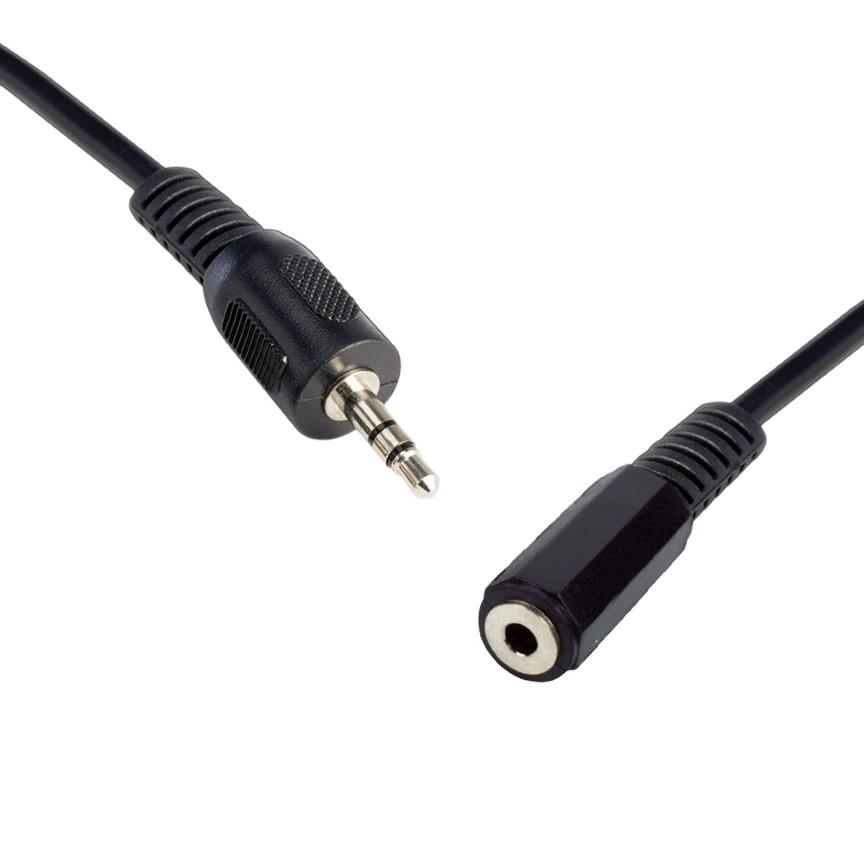 8WARE 3.5 Stereo Male to Female 5m Extension Cable, showcasing the male and female connectors with a flexible cable design.