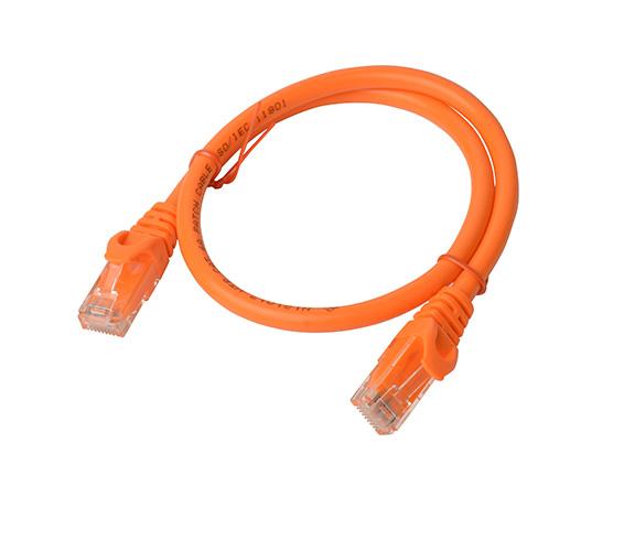 8WARE Cat6a UTP Ethernet Cable, 0.5m length, snagless design in bright orange color, ideal for high-speed connections.