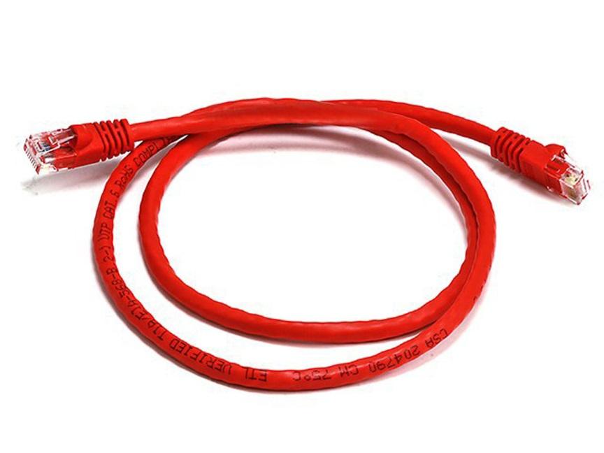 8WARE Cat6a UTP Ethernet Cable 0.5m in red, showcasing its snagless design and full copper core for high-speed connectivity.