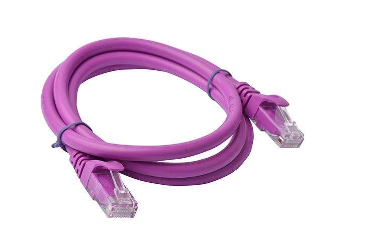 8WARE Cat6a UTP Ethernet Cable 1m in purple, showcasing its snagless design and full copper core for high-speed connectivity.