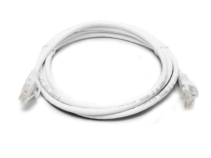 8WARE Cat6a UTP Ethernet Cable 2m in white, featuring a snagless design and full copper core for high-speed connectivity.