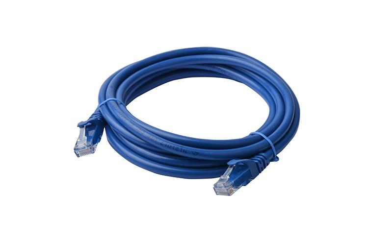 8WARE Cat6a UTP Ethernet Cable 3m in blue, featuring a snagless design and full copper core for high-speed connectivity.