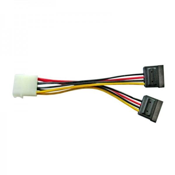 8WARE Molex Power Splitter Cable, 15cm long, featuring 1 Molex female connector and 2 SATA power female connectors, ideal for efficient power distribution.