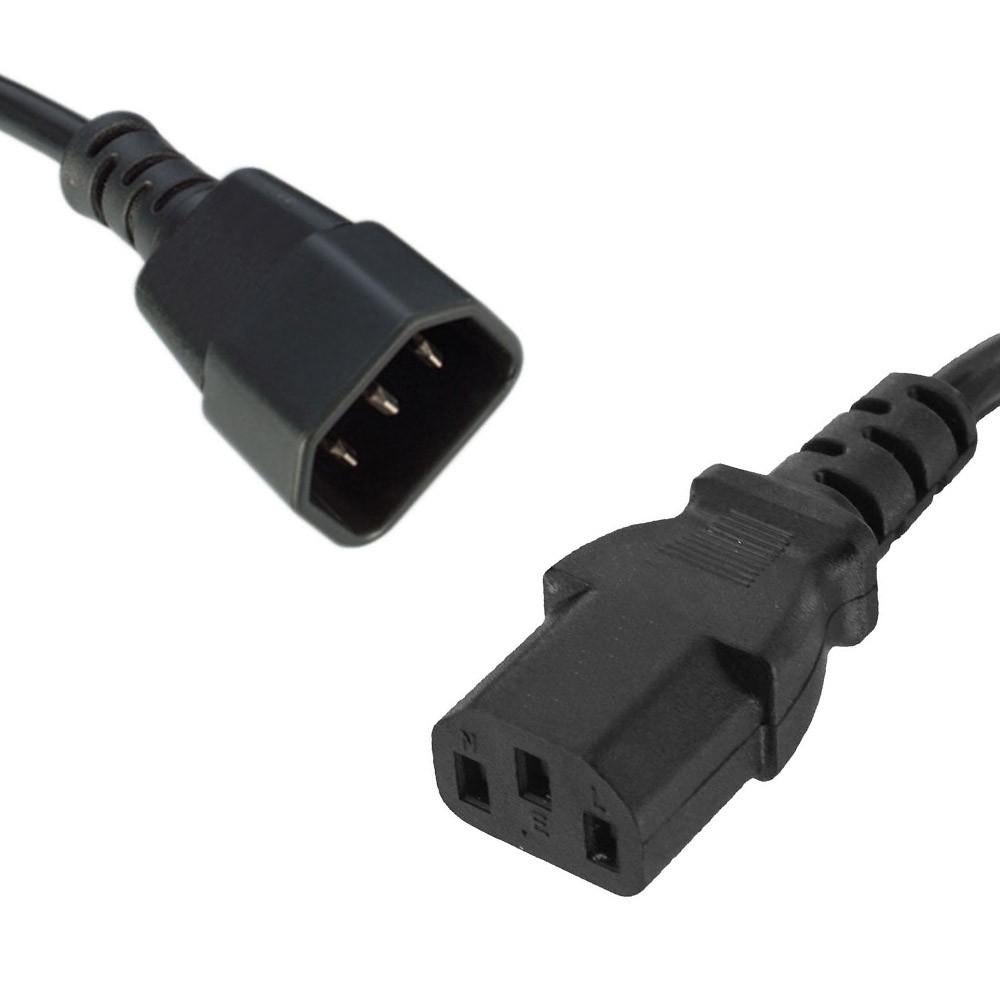 8WARE Power Cable Extension 1m with IEC-C14 male and IEC-C13 female connectors, ideal for extending power supply to devices.