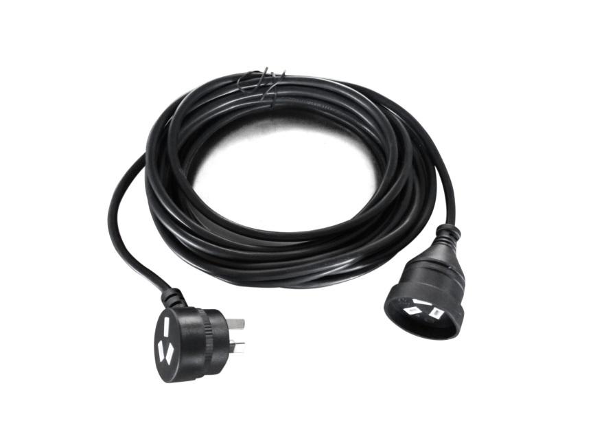 8WARE Power Cable Extension 2m with 3-Pin AU plug and piggyback design, ideal for extending power supply.