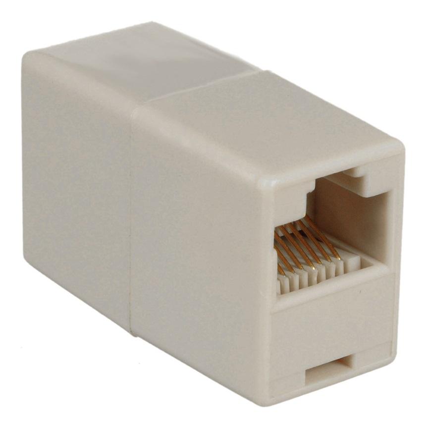 8WARE RJ45 In Line Coupler connecting two Ethernet cables for seamless networking.