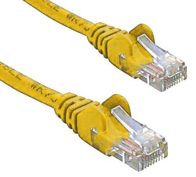 8WARE RJ45M - RJ45M Cat5e UTP Network Cable, 2m length in yellow, featuring injection-molded plug boots for strain relief.