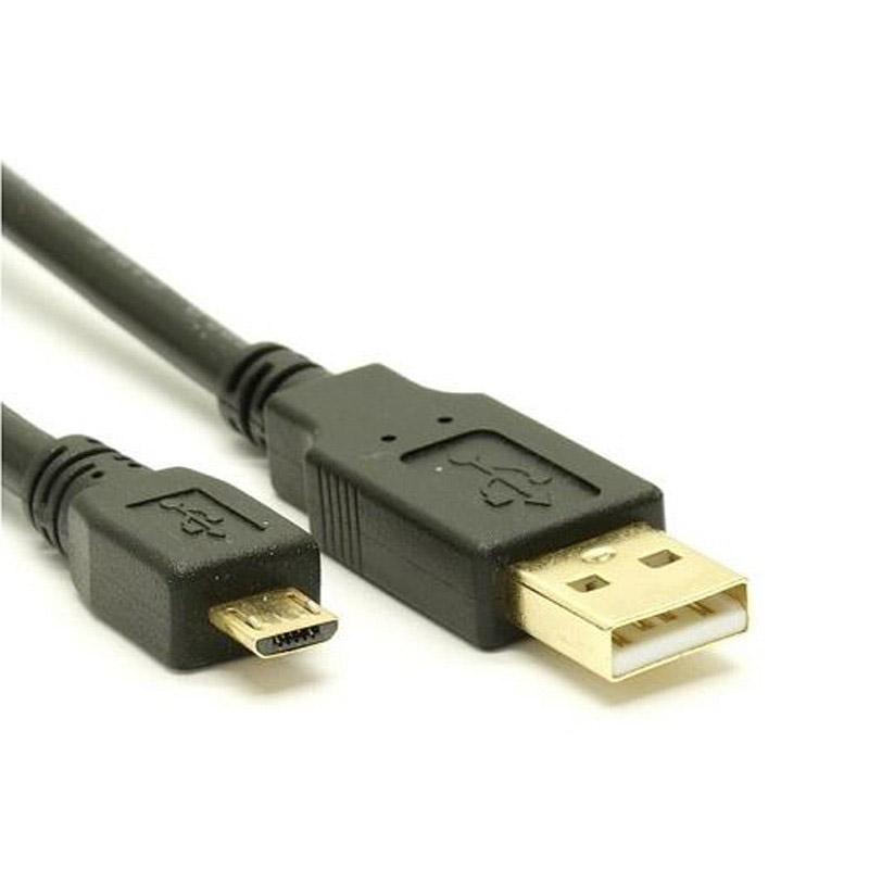 8WARE USB 2.0 Cable 2m A to Micro-USB B Male to Male in black, showcasing its connectors and length.