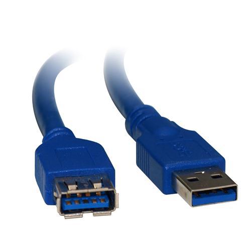 8WARE USB 3.0 Cable 1m A to A Male to Female in blue color, showcasing its connectors and length.