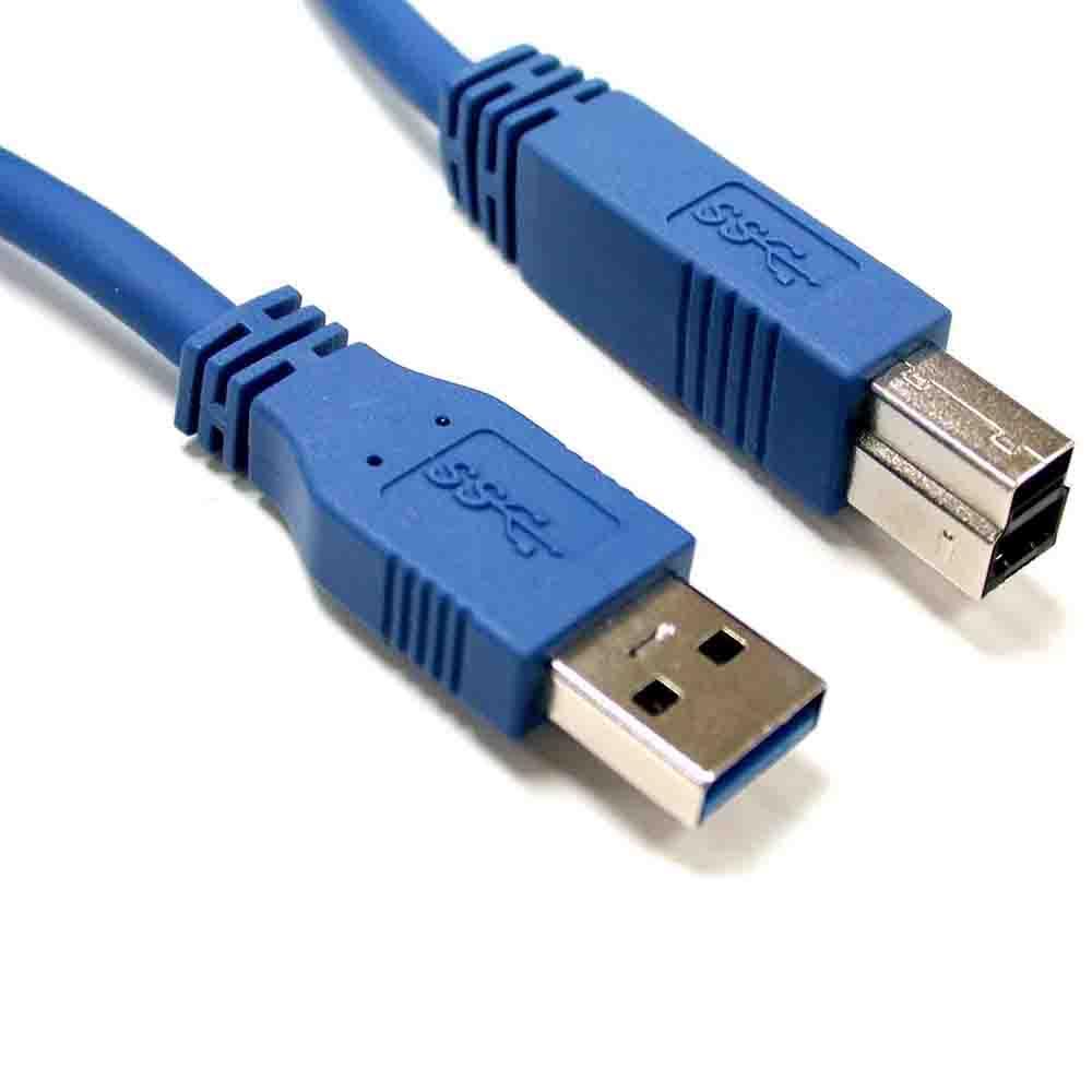 8WARE USB 3.0 Cable, 1m A to B Male to Male in blue, showcasing connectors and cable length.