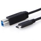 8WARE USB 3.1 Cable 1m Type-C to B Male to Male in black, showcasing its connectors and length.