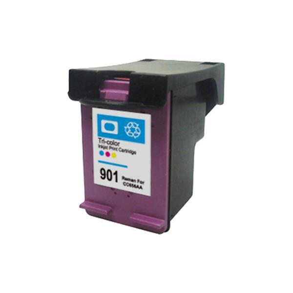 A #901XL Colour Remanufactured Cartridge featuring a new chip, designed for high-quality printing and compatibility with various HP printers.