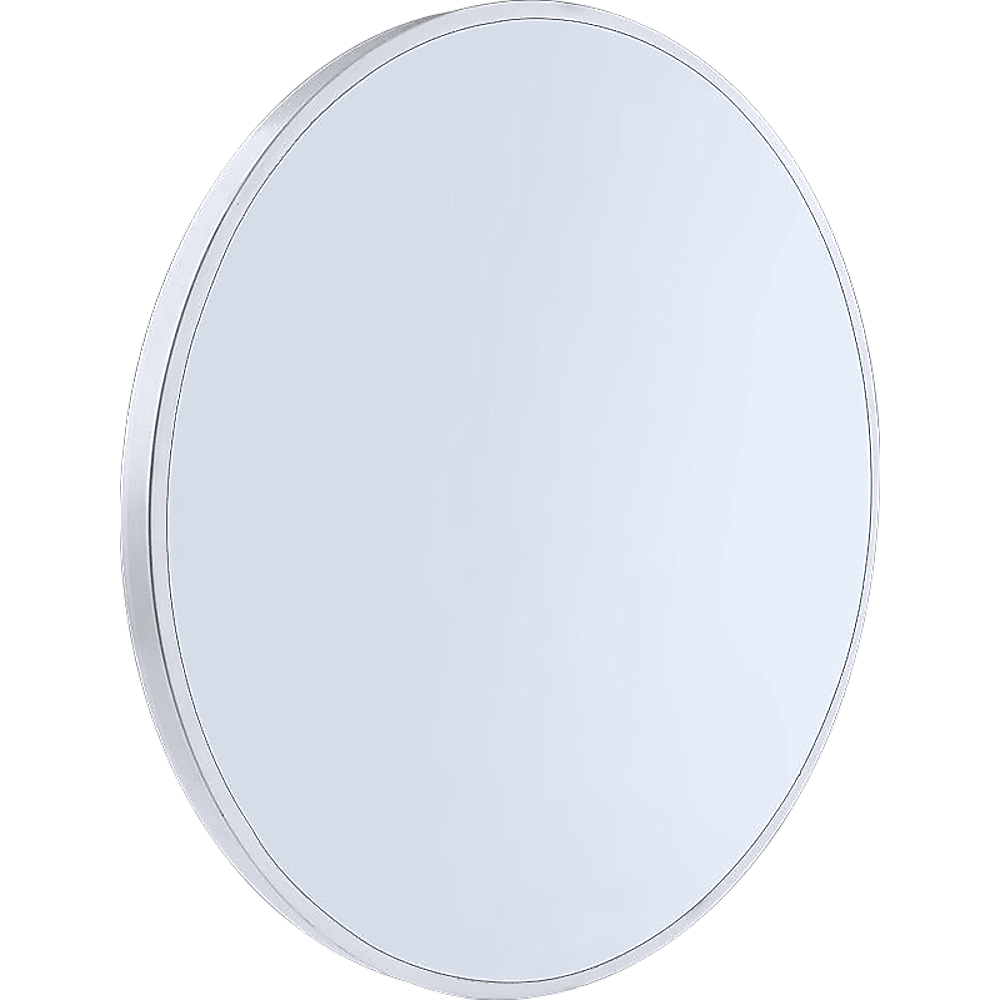 90cm round wall mirror with a minimalist white frame, showcasing incredible clarity and contemporary design, perfect for any room.