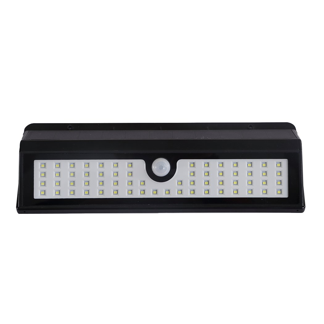 90LEDs Solar Powered Bright LED Wireless PIR Motion Sensor Security light installed outdoors, showcasing its sleek design and bright illumination.