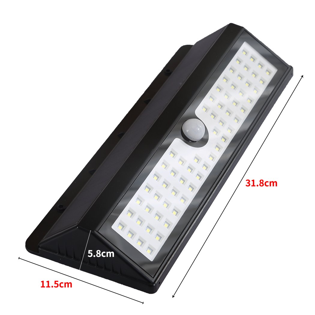 90LEDs Solar Powered Bright LED Wireless PIR Motion Sensor Security light installed outdoors, showcasing its sleek design and bright illumination.