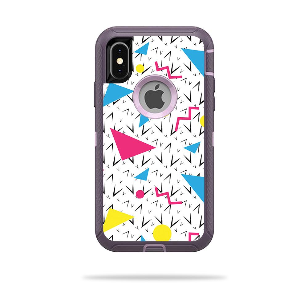 90s Fun MightySkin for OtterBox Defender iPhone X/XS, showcasing vibrant retro design.