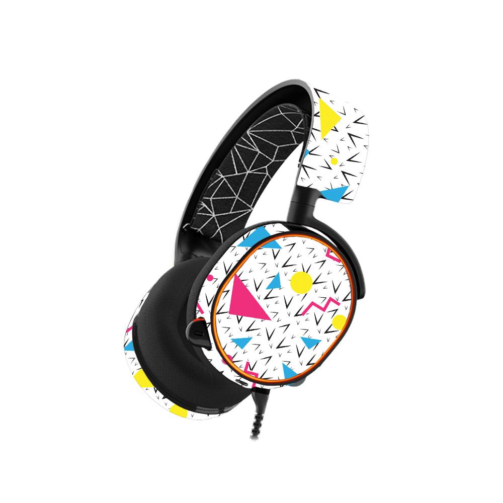 Colorful 90s Fun skin for SteelSeries Arctis 5 Gaming Headset, showcasing vibrant designs and textures.