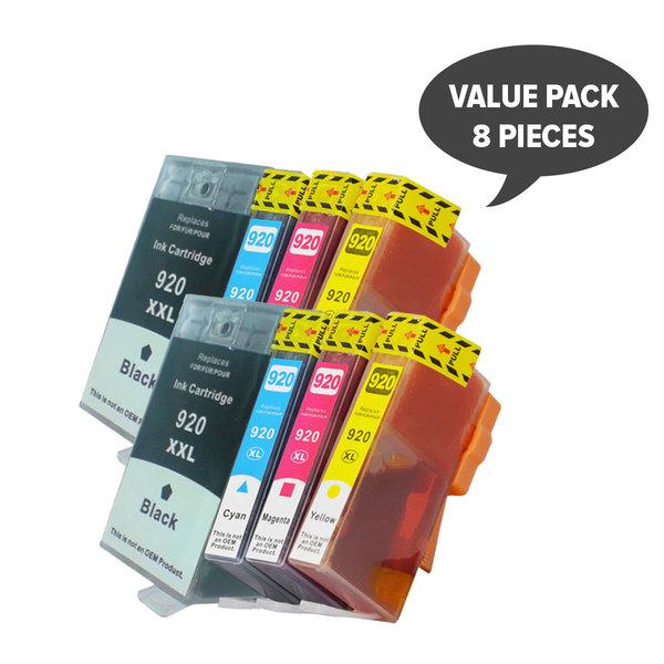 920XL Compatible Inkjet Set featuring 8 cartridges in vibrant colors including black, cyan, magenta, and yellow.