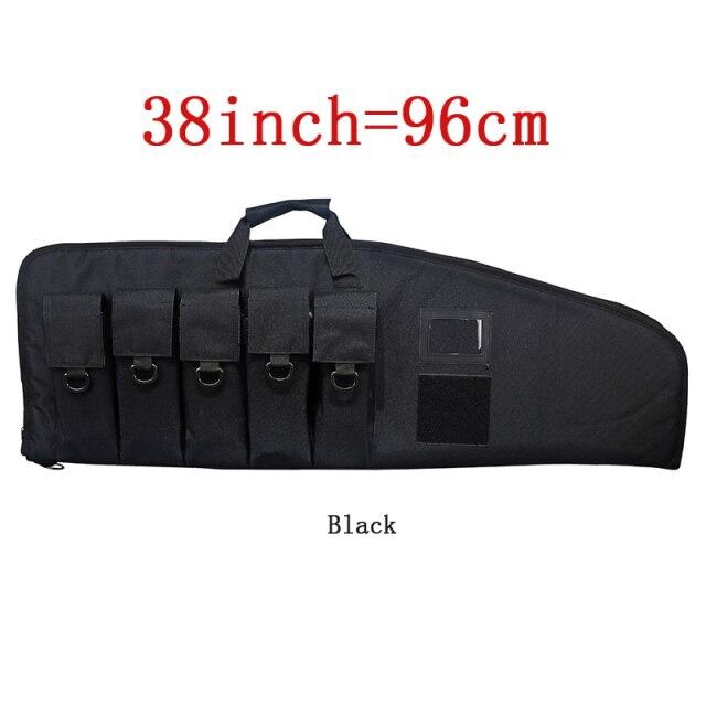 Tactical Rifle Case in three sizes, showcasing durable nylon material and multiple magazine pouches.