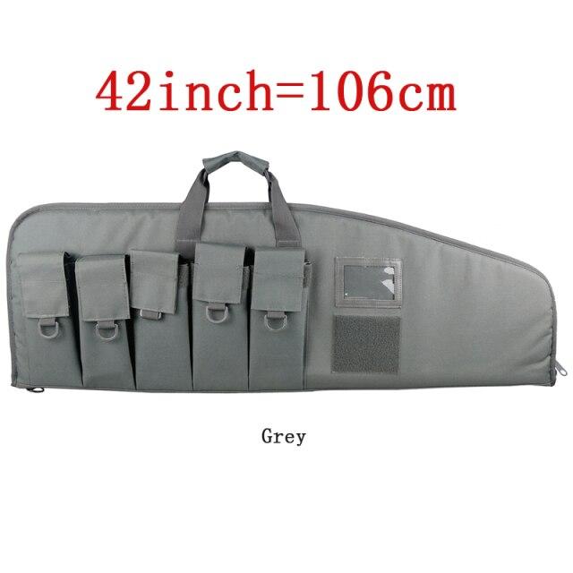 Tactical Rifle Case in three sizes, showcasing durable nylon material and multiple magazine pouches.