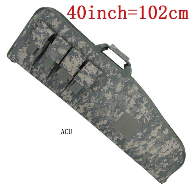 Tactical Rifle Case in three sizes, showcasing durable nylon material and multiple magazine pouches.