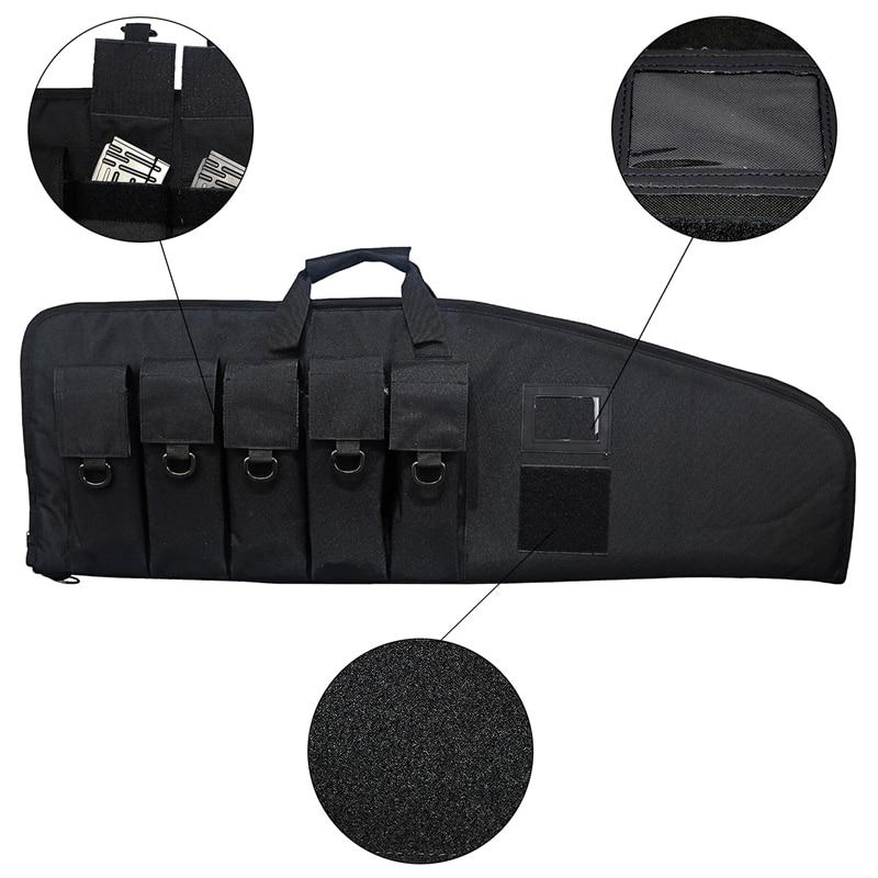 Tactical Rifle Case in three sizes, showcasing durable nylon material and multiple magazine pouches.