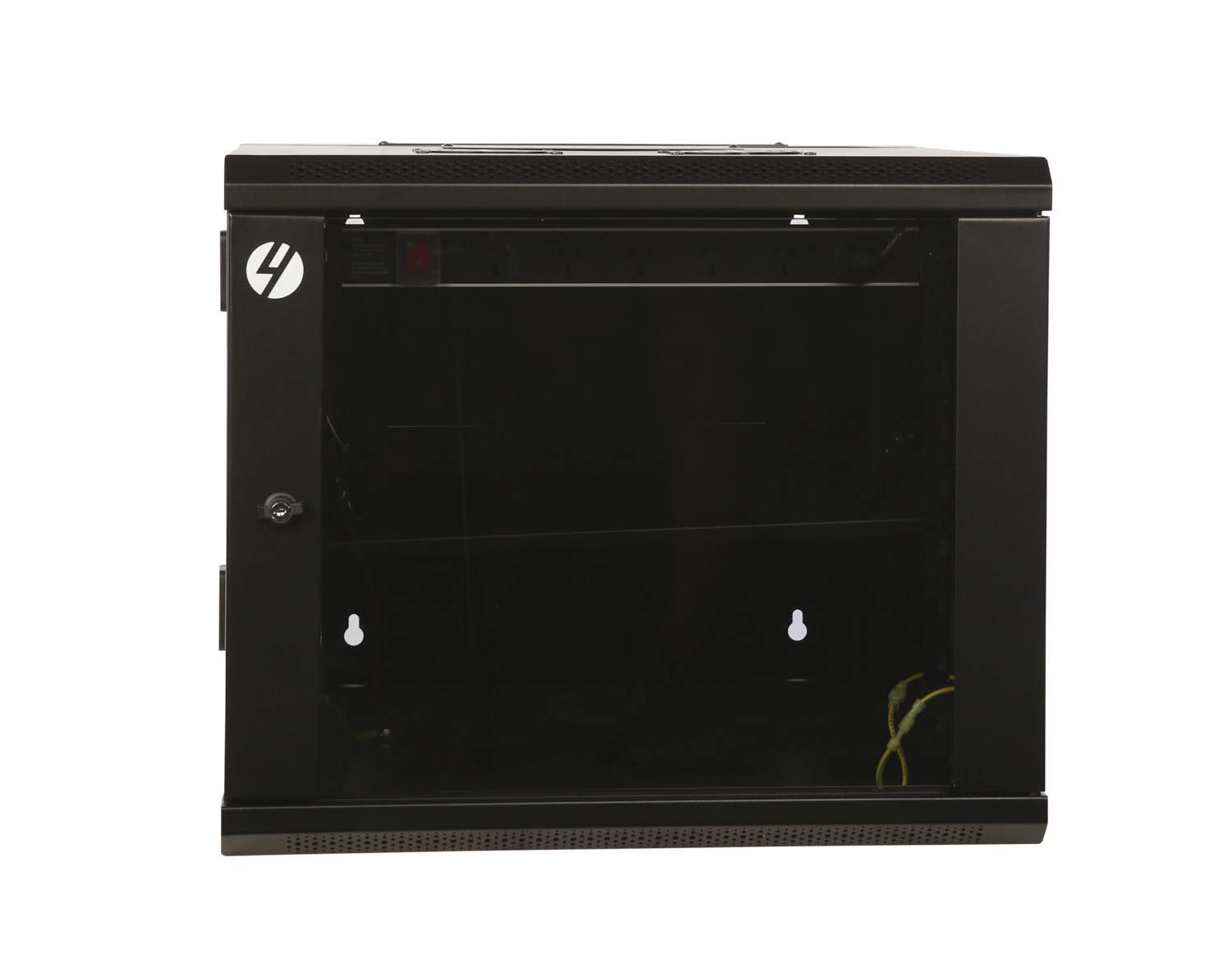 9RU Hinged Wall Mount Server Rack, 600mm wide and deep, featuring a lockable tempered glass front door and solid steel construction.