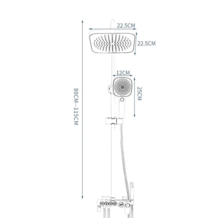 A11 Three Gear Round Tube Hot and Cold Shower Head Set featuring LED display and three spray modes, designed for modern bathrooms.