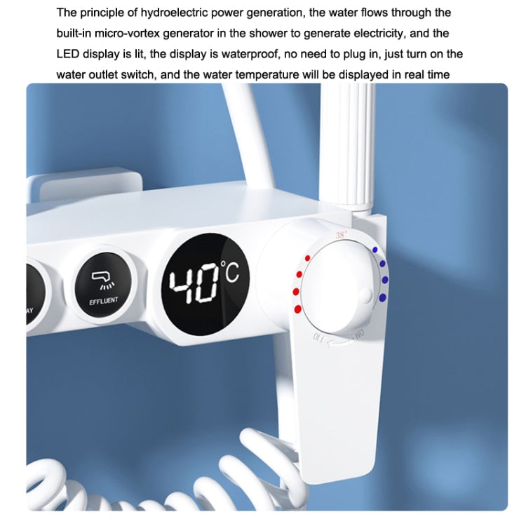 A11 Three Gear Round Tube Hot and Cold Shower Head Set featuring LED display and three spray modes, designed for modern bathrooms.