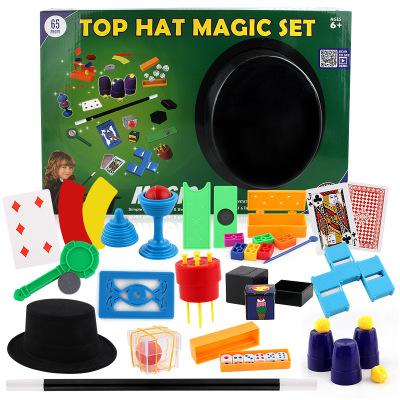 Abracadabra Magic Tool Box featuring 65 colorful props for performing magic tricks, designed for children aged 6 and up.