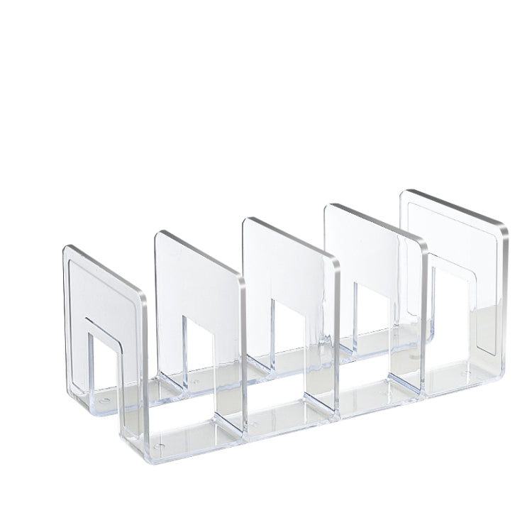 Acrylic Desktop Bookend Book Storage Rack showcasing a stylish and organized desktop with books and stationery neatly arranged.