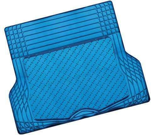 Blue Aluminium Look 1-Piece Boot Mat made of heavy-duty rubber, featuring anti-slip nibbed backing for stability and easy cleaning.