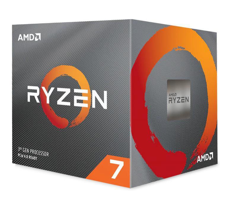 AMD-P Ryzen 7 3800X CPU with Wraith Prism cooler, showcasing its 8 cores and RGB lighting.