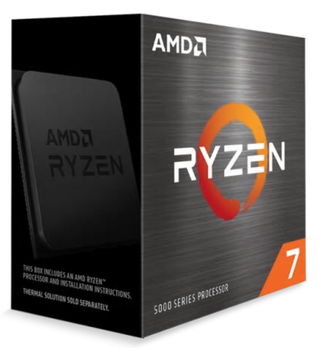 AMD Ryzen 7 5800X CPU with 8 cores and 16 threads, showcasing its sleek design and advanced technology.