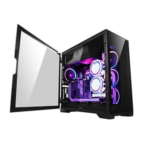 ANTEC P120 Crystal Tempered Glass ATX gaming case showcasing its sleek design and cooling options.