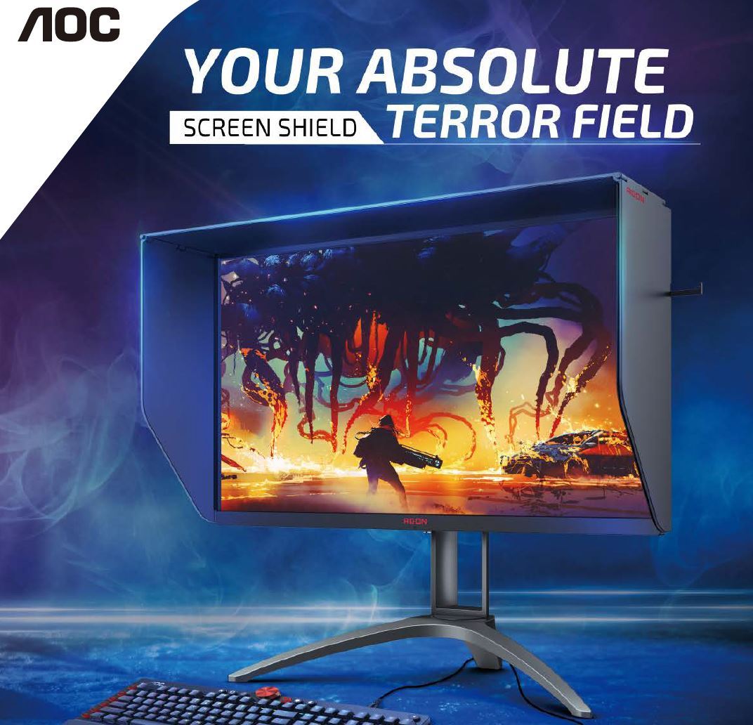 AOC AGON 27' AG273QXP gaming monitor showcasing vibrant colors and sleek design.