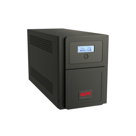 APC Easy UPS SMV 1500VA 230V with LCD display and multiple outlets, designed for battery backup and surge protection.