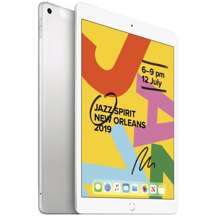 Apple iPad 10.2 G7 32GB Silver with Retina display, showcasing its sleek design and features.