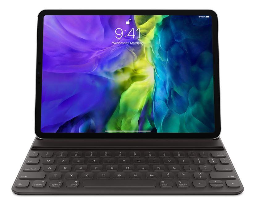 APPLE Keyboard Folio for 11-inch iPad Pro, showcasing a full-sized keyboard with elegant design and protective features.