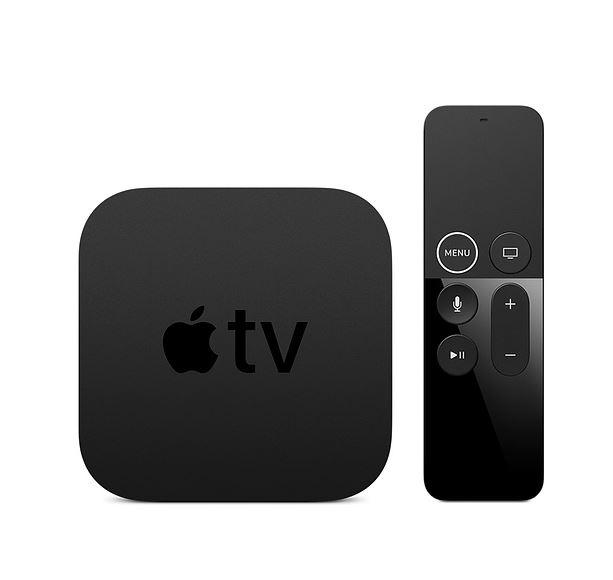 Apple TV 4K 32GB with Siri Remote, Power cord, and Lightning cable, showcasing its sleek design and modern technology.